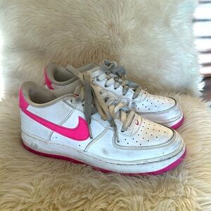 Nike Air Force One White and Pink Sneakers